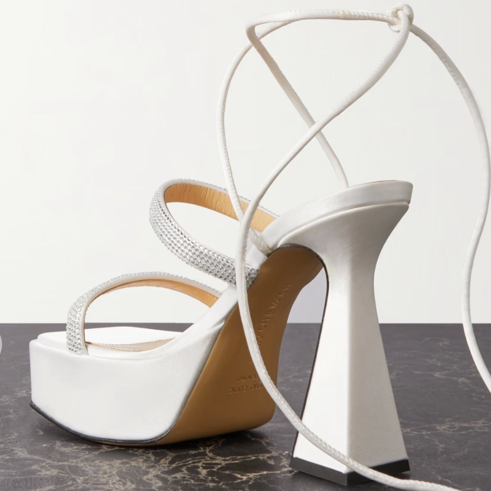 MACH & MACH White Platform Heels with Silver Accents